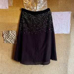 Elegant Brown Skirt with Green Embellishments